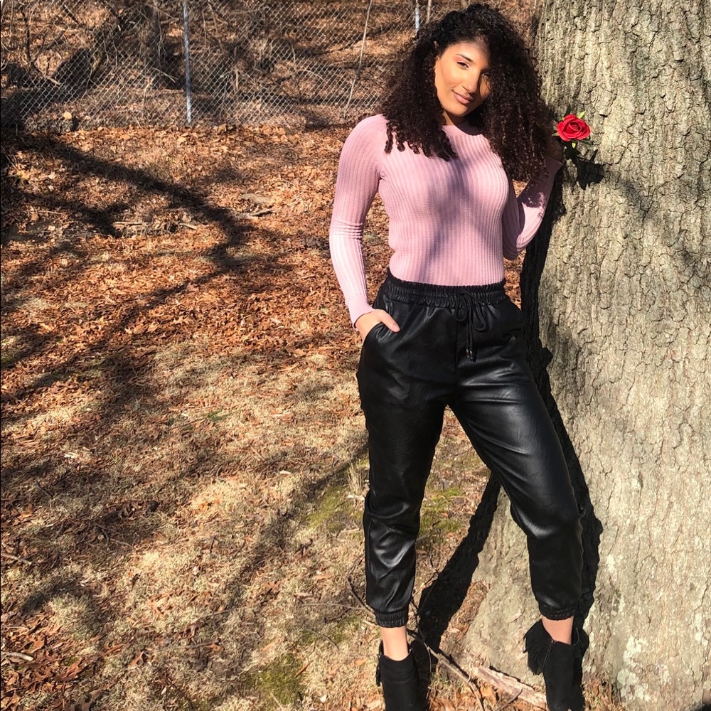 Faux Leather Joggers